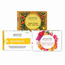 Aroma Treasures One Time Use Facial, Mani Pedi & Hair Spa Kit Combo
