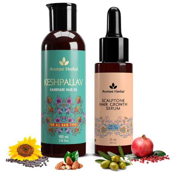 Avimee Herbal Keshpallav Hair Oil And Scalptone Hair Growth Serum