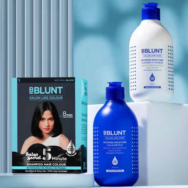 Bblunt 5 Min Black Color Shampoo + Intense Moisture Combo