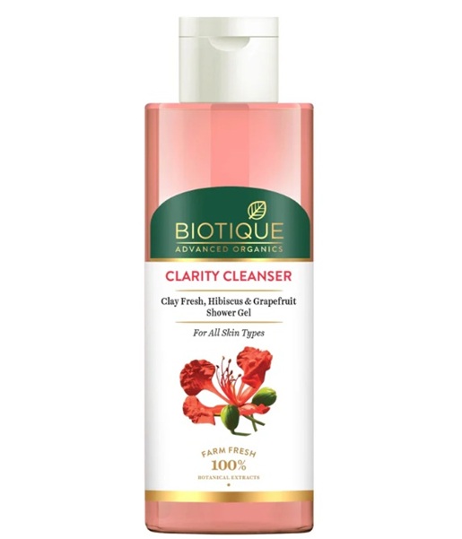 Biotique Clarity cleanser clay fresh, hibiscus & grapefruit shower gel