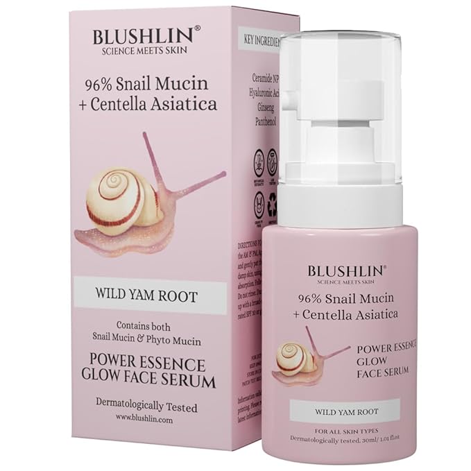 Blushlin 96% Snail Mucin + Centella Asiatica Power Essence Glow Face Serum