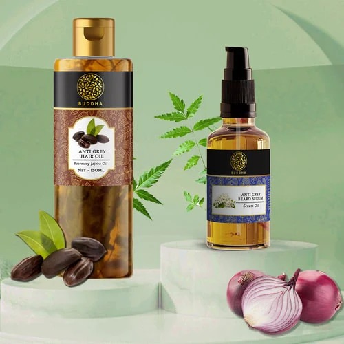 Buddha Natural Anti Grey Hair Oil & Anti Grey Beard Serum Combo