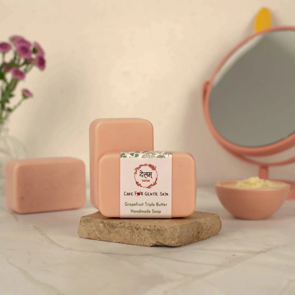 Desam Organics Grapefruit Triple Butter Handmade Natural Kids Bathing Bar