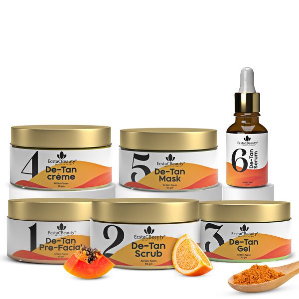 EcstaCBeauty 6 Steps Do-It-At Home De-Tan Spa Facial Kit