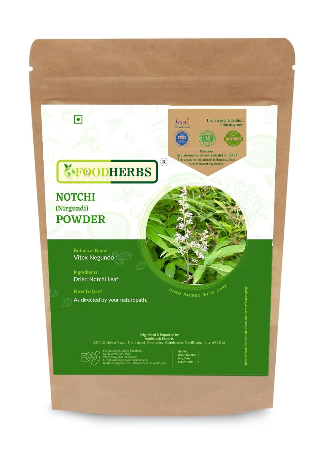 Foodherbs Notchi Leaf Powder