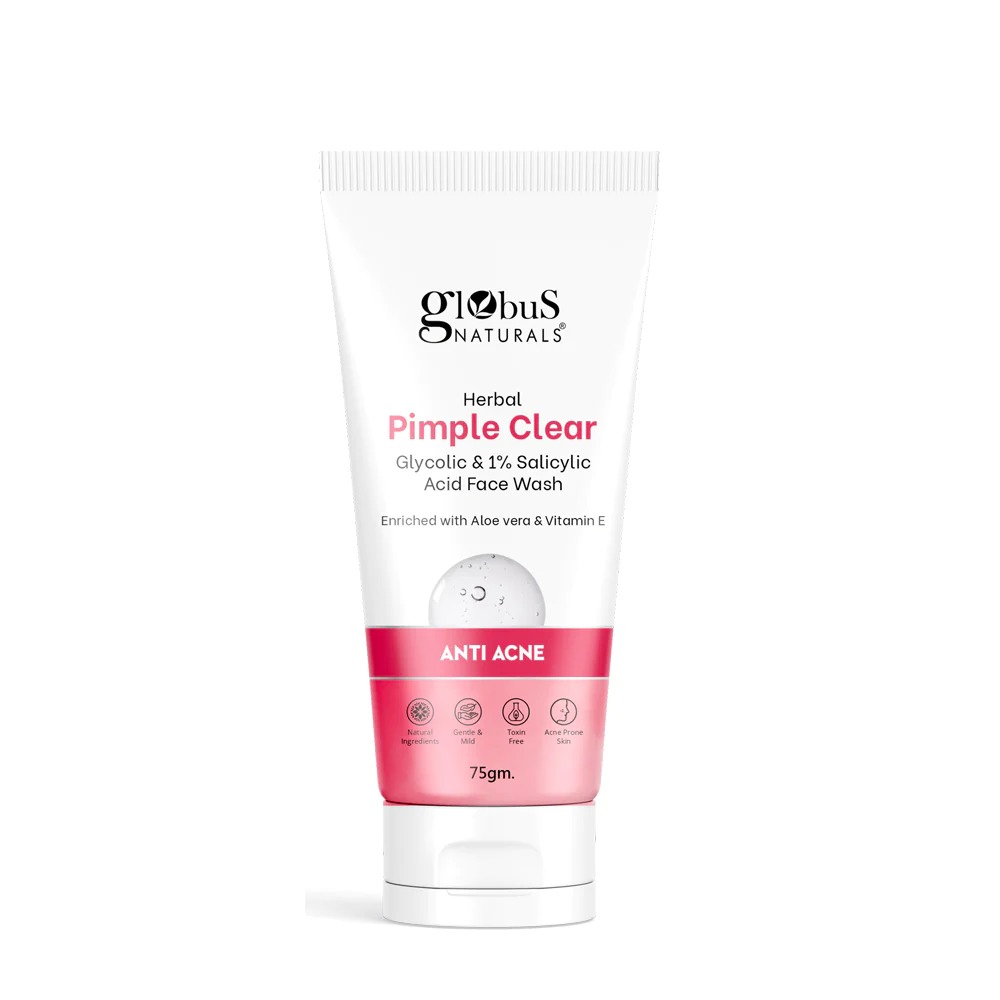 Globus Naturals Herbal Pimple Clear Glycolic & 1% Salicylic Acid Face Wash
