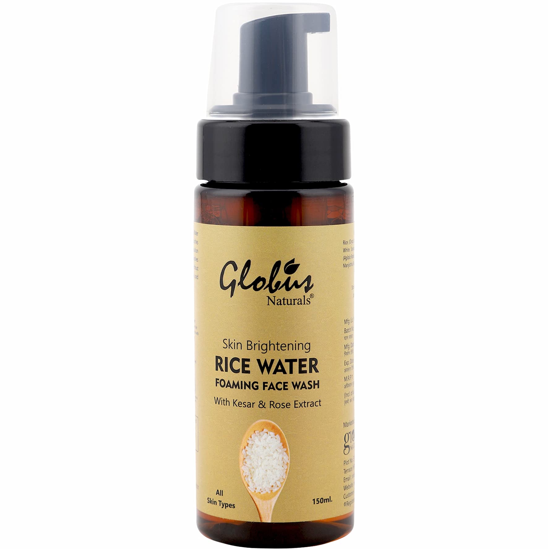 Globus Naturals Skin Brightening Rice Water Foaming Face Wash