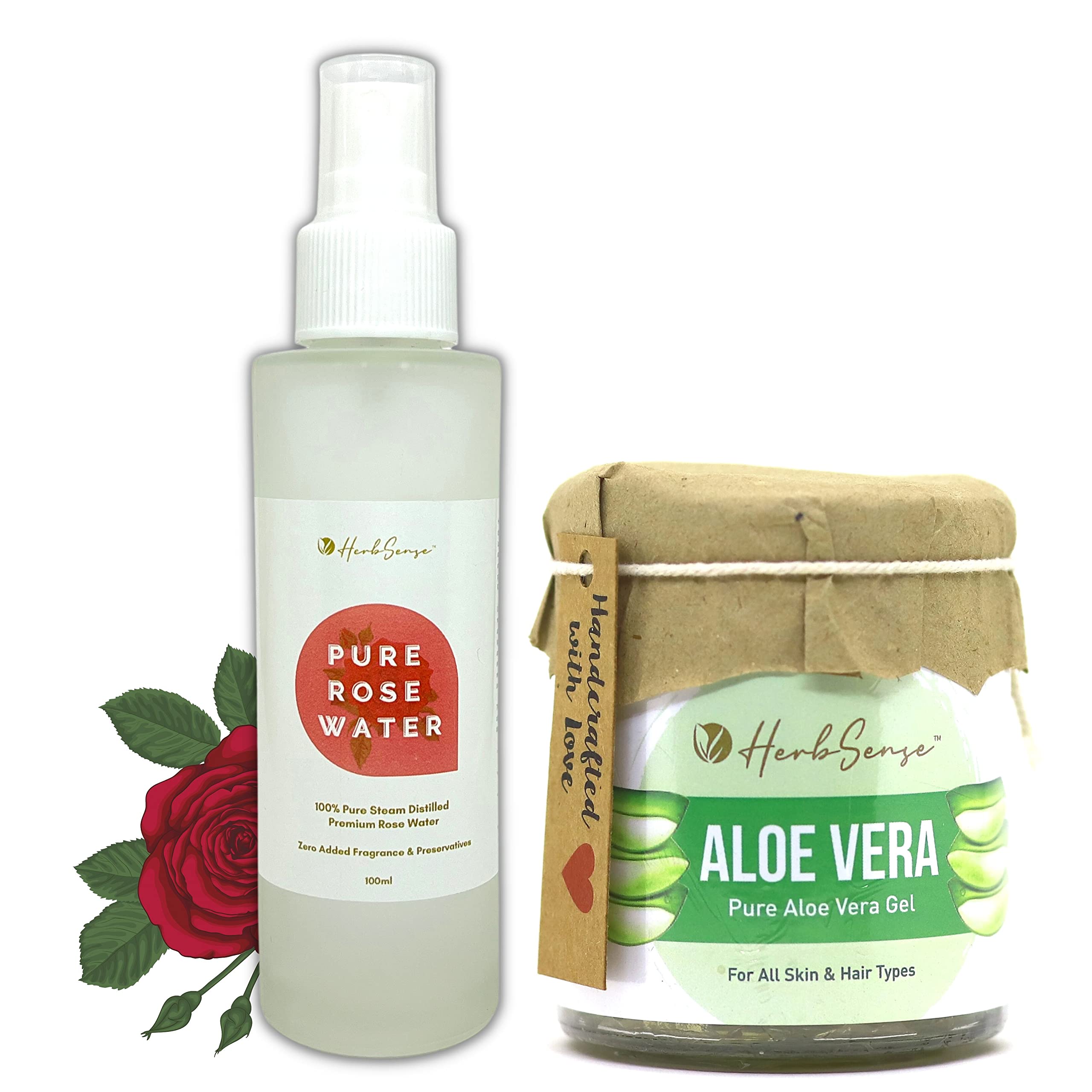 Herbsense Pure Rose Water & Aloe Vera Gel Combo Pack