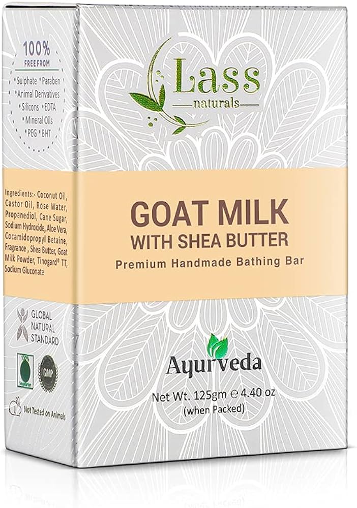 Lass Naturals Goat Milk with Shea Butter Handmade Premium Bathing Soap
