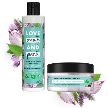 Love Beauty and Planet Onion, Black Seed & Patchouli Hairfall Control Combo Shampoo & Hair Mask Combo