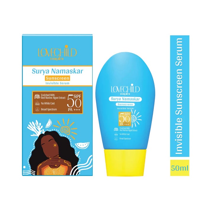 Lovechild Masaba Surya Namaskar Sunscreen Invisible Serum, SPF 50 PA+++