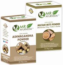 MR Ayurveda Ashwagandha Powder and Multani Mitti Powder - Combo Pack