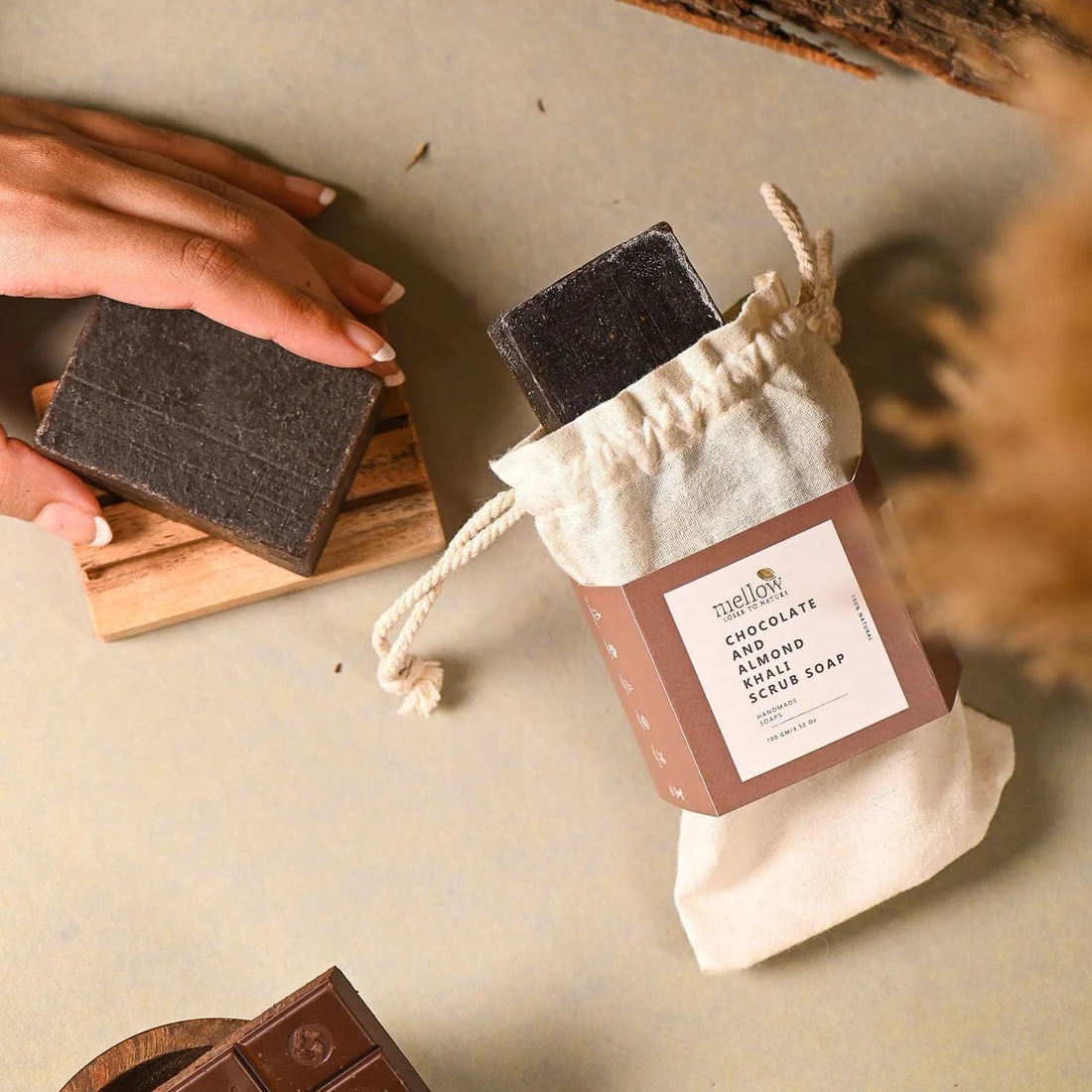 Mellow Chocolate and Almond Khali Body Scrub Soap
