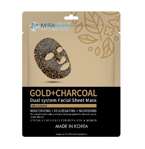 Mirabelle Korea Gold + Charcoal Dual System Facial Sheet Mask