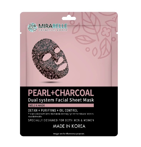 Mirabelle Korea Pearl + Charcoal Dual System Facial Sheet Mask