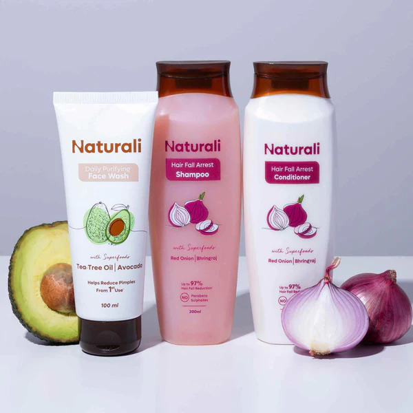 Naturali Hair Fall Arrest Shampoo + Conditioner + Daily Purifying Face Wash