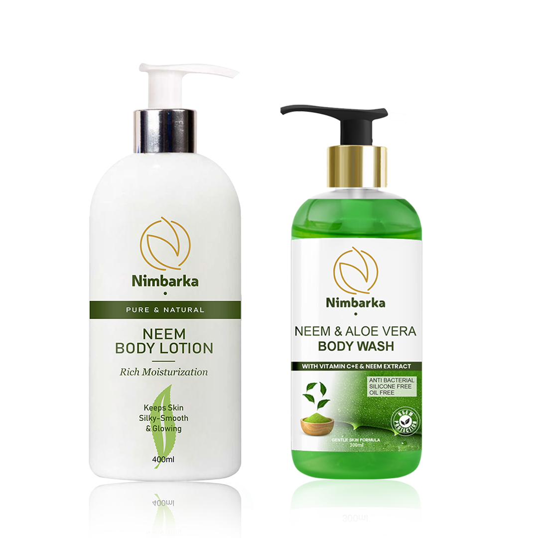 Nimbarka Neem Bodylotion + Neem & Aloevera Bodywash Combo