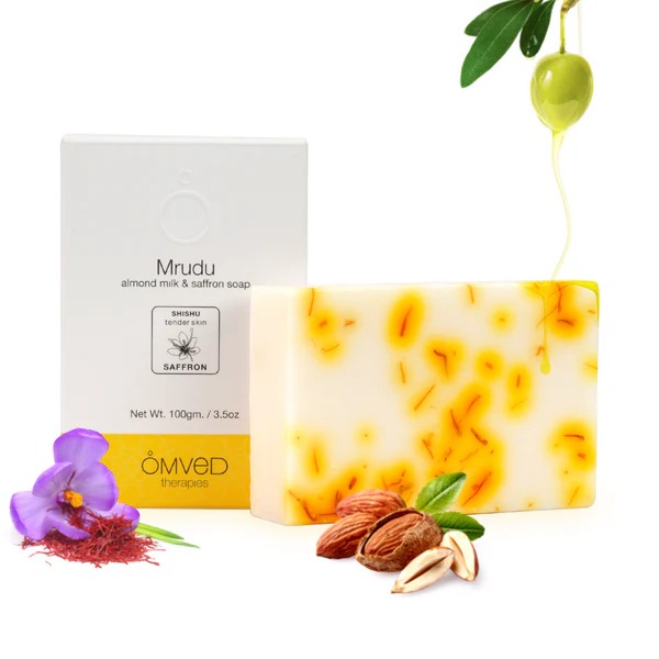 Omved Mrudu Almond Milk & Saffron Baby Soap