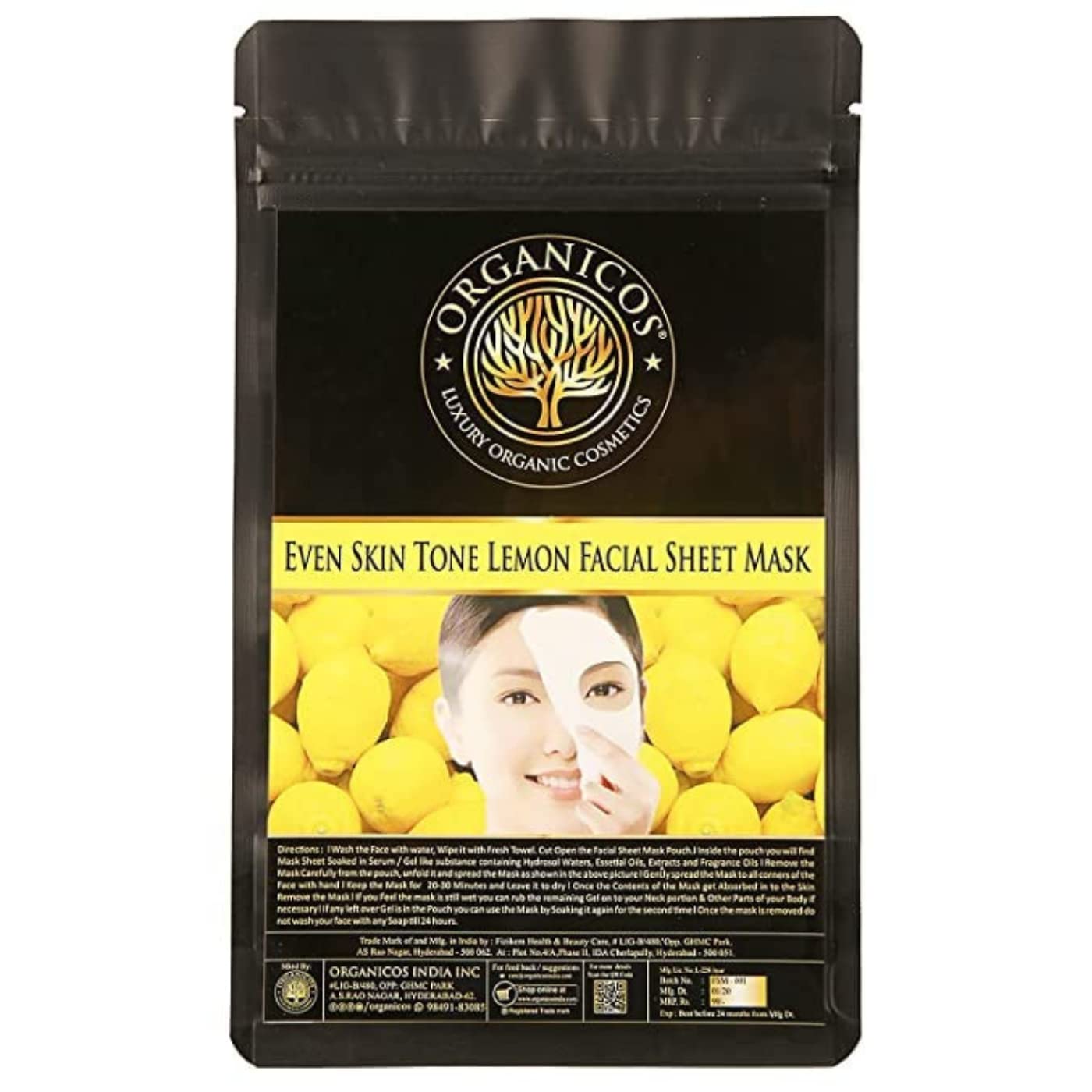 Organicos Even Skin Tone Lemon Facial Sheet Mask