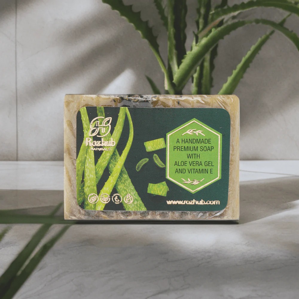 Rozhub Aloevera Basil Handmade Bathing Soap