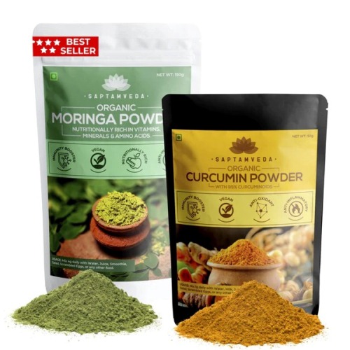 Saptamveda Organic Moringa & Curcumin Herbal Powder