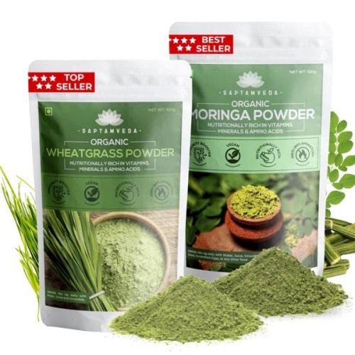 Saptamveda Organic Moringa Leaf & Wheatgrass Powder 