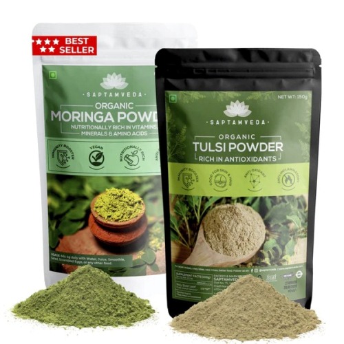 Saptamveda Organic Moringa & Tulsi Herbal Powder