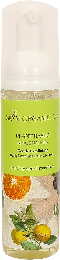 Skyn Organic Co Plant Based AHA , BHA , PHA Gentle Exfoliating Daily Foaming Face Cleanser