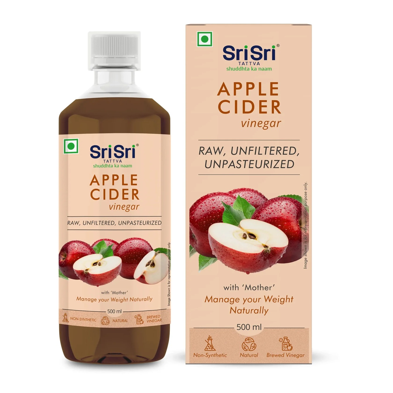 Sri Sri Tattva Apple Cider Vinegar Raw Unfiltered Unpasteurized Juice