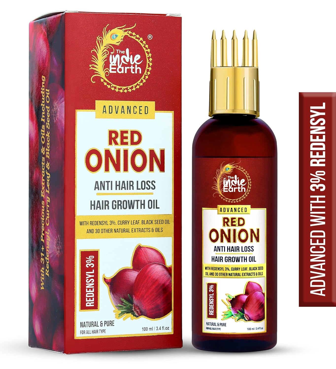 The Indie Earth Advanced 3% Redensyl Red Onion Anti Hair Loss and Hair Growth Oil