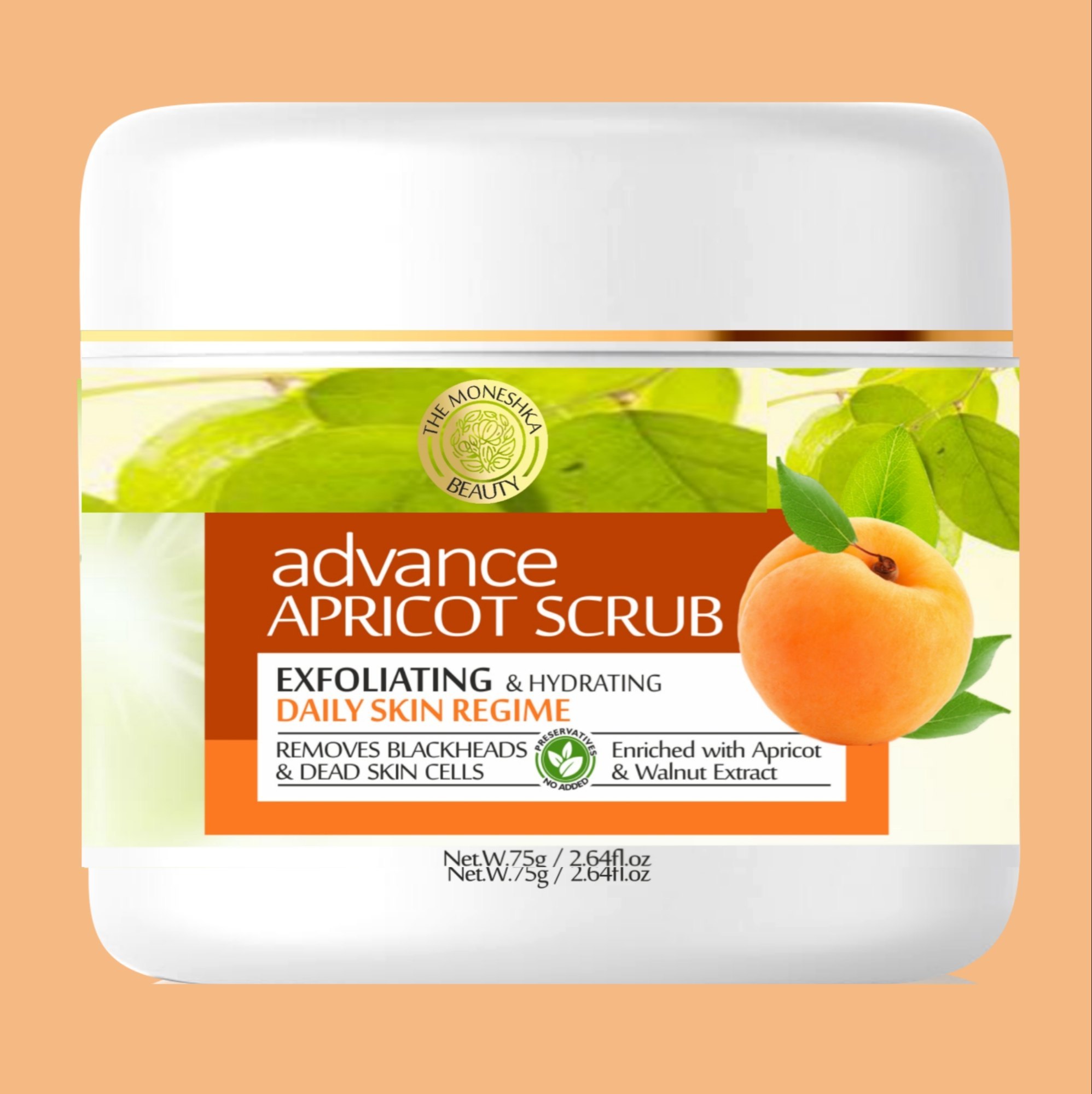 The Moneshka Beauty Apricot Brightens & Evens Skin Tone Scrub