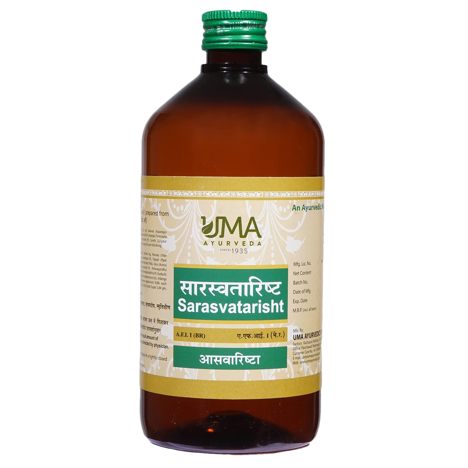 Uma Ayurveda Sarasvatarishta Syrup