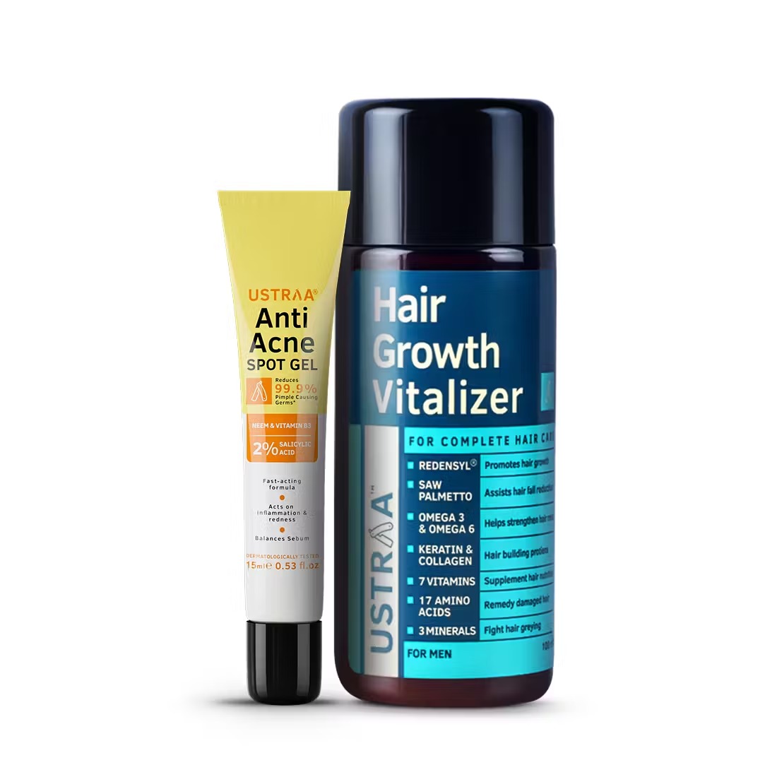 Ustraa Anti Acne Spot Gel & Hair Growth Viatlizer Combo