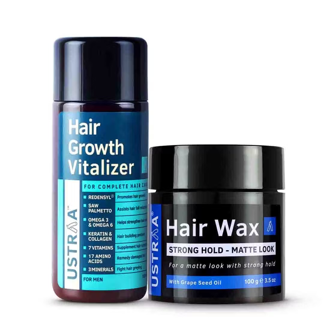 Ustraa Hair Growth Vitalizer & Hair Wax Matte Look Combo