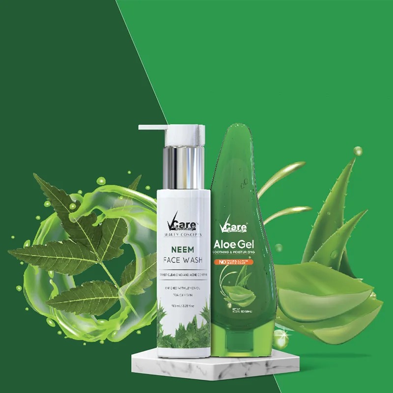 VCare Purifying Neem Face Wash With Aloe Gel Combo