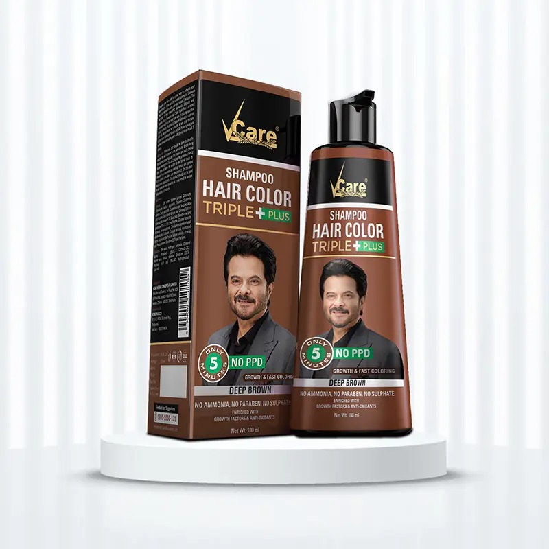 VCare Triple Plus Hair Color shampoo Brown 