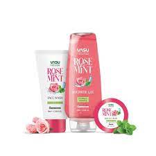 Vasu Naturals Rose & Mint Shower Gel, Face Wash & Gel Cream  Combo Pack