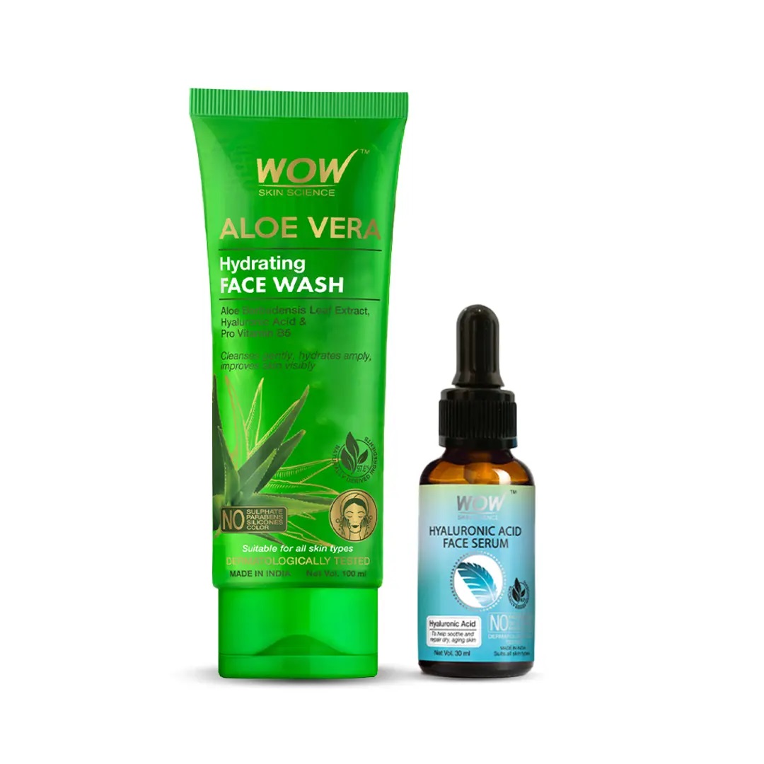 WOW Skin Science Aloe Vera Face Wash + Hyaluronic Acid Moisturising Face Serum