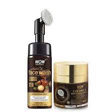 WOW Skin Science Moroccan Argan Oil Foaming Face Wash with Built-in Brush + Coconut Perfecting Cream