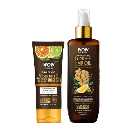 WOW Skin Science Vitamin C Brightening Face Wash + Ginger Hair Oil