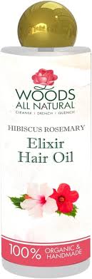Woods All Natural Handcrafted Hibiscus Rosemary Elixir Hair Oil