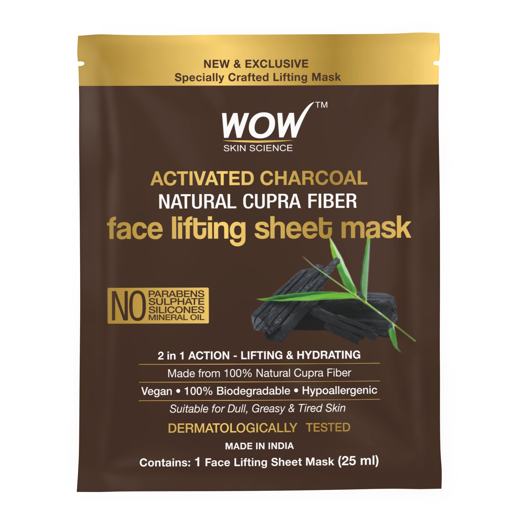 Wow Skin Science Activated Charcoal Face Lifting Sheet Mask