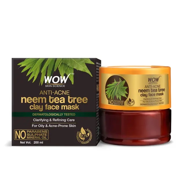 Wow Skin Science  Anti-Acne Neem & Tea Tree Clay Face Mask