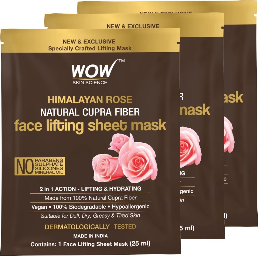Wow Skin Science Himalayan Rose Natural Cupra Fiber Face Lifting Sheet Mask