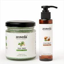 Zeoveda Tea Tree Scrub + Coconut Face Wash Combo