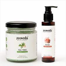 Zeoveda Tea Tree Scrub + Rose Face Wash Combo