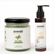 Zeoveda Tea Tree Scrub + Sunscreen SPF 50 Combo 