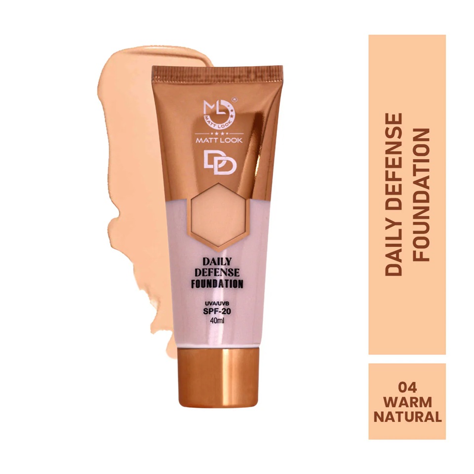 Mattlook Daily Defence Foundation with SPF-20 Skin Protection - 04 Warm Natural