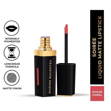 MyGlamm Manish Malhotra Soiree Liquid Matte Lipstick - Sugar Coral