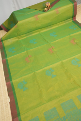 Lime Green Kovai Cotton Sarees with Without Zari Zari Buttis